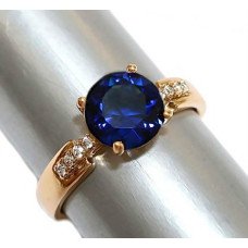Каблучка XР. Позолота 18К. Камені: білий та синій циркон. Є: 16р 17р 18р