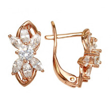 Сережки XР. Позолота ЧВ. Камені: білий циркон. Довжина: 1,5 см. Ширина: 7 мм.