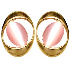 Сережки. Позолота. Камені: котяче око. Довжина: 25 мм. Ширина: 18 мм.