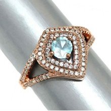 Каблучка XР. Позолота ЧВ. Камені: білий та блакитний циркон. Є: 17р 18р 19р 20р