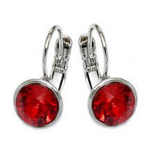Сережки ХР. Родій. Камені: Swarovski червоного кольору. Діаметр: 8 мм. Висота: 1,8 см.