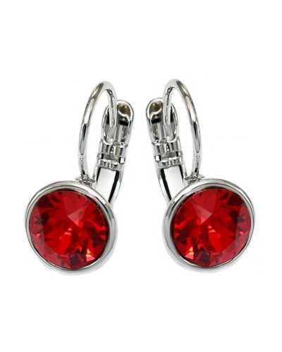 Сережки ХР. Родій. Камені: Swarovski червоного кольору. Діаметр: 8 мм. Висота: 1,8 см.