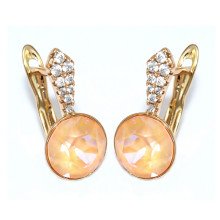 Сережки XР. Позолота 18К. Камені: Swarovski помаранчевий хамелеон та білий циркон. Довжина: 1,8 см. Ширина: 9 мм.