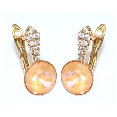 Сережки XР. Позолота 18К. Камені: Swarovski помаранчевий хамелеон та білий циркон. Довжина: 1,8 см. Ширина: 9 мм.