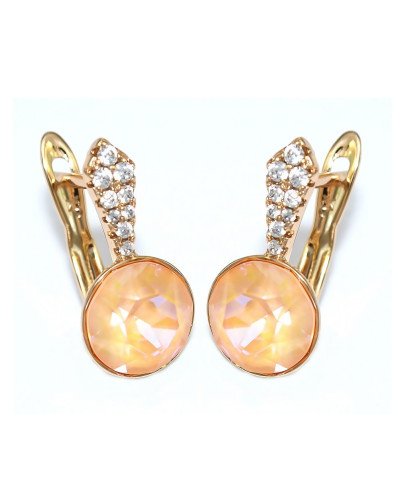 Сережки XР. Позолота 18К. Камені: Swarovski помаранчевий хамелеон та білий циркон. Довжина: 1,8 см. Ширина: 9 мм.
