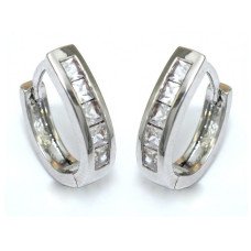 Сережки. Родій. Камені: білий циркон. Довжина: 17 мм. Ширина: 4 мм.