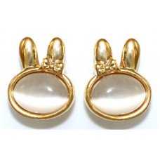 Сережки-гвоздики. Позолота. Камені: котяче око. Довжина: 12 мм. Ширина: 10 мм.