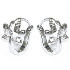 Сережки. Родій. Камені: білий циркон. Довжина: 15 мм. Ширина: 12 мм.