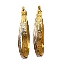 Сережки рифлені. Позолота + родій. Довжина: 40 мм. Ширина: 6 мм.