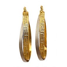 Сережки рифлені. Позолота + родій. Довжина: 40 мм. Ширина: 6 мм.