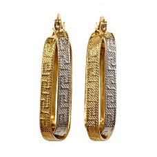 Сережки рифлені. Позолота + родій. Довжина: 40 мм. Ширина: 10 мм.