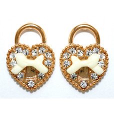 Сережки-гвоздики. Позолота. Камені: білий циркон. Довжина: 20 мм. Ширина: 14 мм