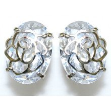 Сережки. Родій. Камені: білий циркон. Довжина: 18 мм. Ширина: 13 мм.