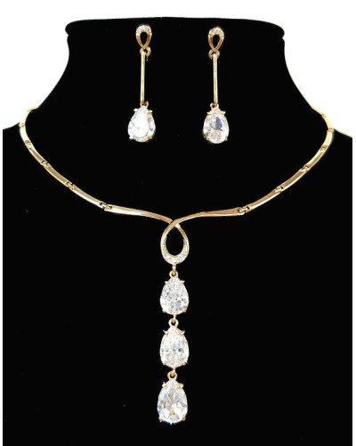 Набір Neoglory: кольє + сережки. Позолота. Камені: циркон. Довжина кольє: 41-44 см. Сережки: 4,5 см.
