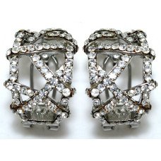 Сережки. Родій. Камені: білий циркон. Довжина: 22 мм. Ширина: 12 мм.
