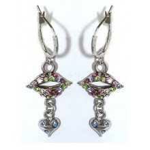 Сережки. Родій. Камені: циркон. Довжина: 42 мм. Ширина: 16 мм.