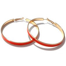 Сережки-кільця з помаранчевою емаллю. Позолота. Діаметр: 6 см. Ширина: 5 мм.