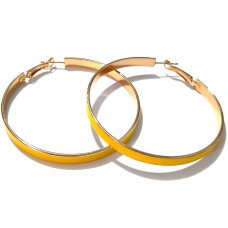 Сережки-кільця з жовтою емаллю. Позолота. Діаметр: 6 см. Ширина: 5 мм.