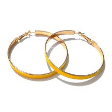 Сережки-кільця з жовтою емаллю. Позолота. Діаметр: 5 см. Ширина: 5 мм.