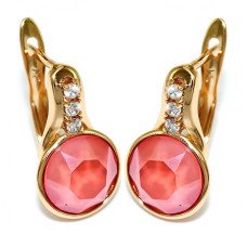 Сережки XР. Позолота 18К. Камені: Swarovski рожевого кольору та білий циркон. Довжина: 1.6 см. Ширина: 10 мм.