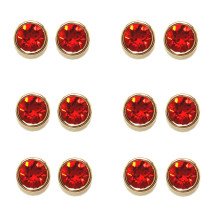 Сережки-гвоздики ХР. Позолота 18К. Камені: Swarovski червоного кольору. Діаметр: 7 мм. 6 пар