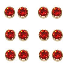 Сережки-гвоздики ХР. Позолота 18К. Камені: Swarovski червоного кольору. Діаметр: 7 мм. 6 пар