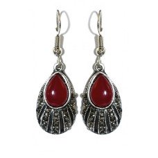 Сережки Fashion Jewelry. Під крапельне срібло. Камені: бордовий агат та гематит. Довжина: 38 мм. Ширина: 13 мм.