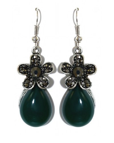 Сережки Fashion Jewelry. Під крапельне срібло. Камені: зелений агат та гематит. Довжина: 50 мм. Ширина: 15 мм.