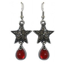 Сережки Fashion Jewelry. Під крапельне срібло. Камені: бордовий агат та гематит. Довжина: 55 мм. Ширина: 20 мм.