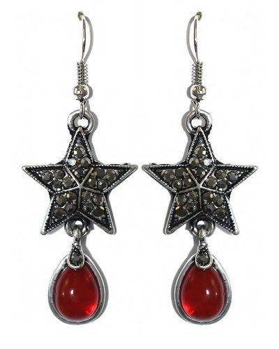 Сережки Fashion Jewelry. Під крапельне срібло. Камені: бордовий агат та гематит. Довжина: 55 мм. Ширина: 20 мм.