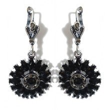 Сережки Fashion Jewelry. Під крапельне срібло. Камені: чорний агат та гематит. Довжина: 44 мм. Ширина: 22 мм.