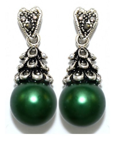 Сережки Fashion Jewelry. Під крапельне срібло. Камені: зелений агат та гематит. Довжина: 34 мм. Ширина: 14 мм.
