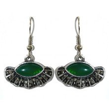 Серьги Fashion Jewelry. Под капельное серебро. Камни: зелёный агат и гематит. Длина: 33 мм. Ширина: 22 мм.