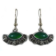 Серьги Fashion Jewelry. Под капельное серебро. Камни: зелёный агат и гематит. Длина: 33 мм. Ширина: 22 мм.