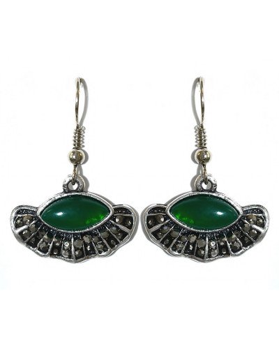 Серьги Fashion Jewelry. Под капельное серебро. Камни: зелёный агат и гематит. Длина: 33 мм. Ширина: 22 мм.