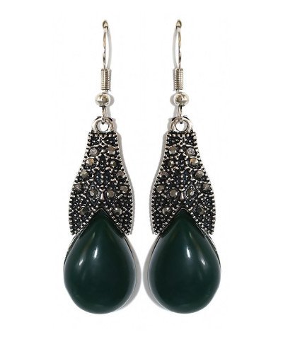Сережки Fashion Jewelry. Під крапельне срібло. Камені: зелений агат та гематит. Довжина: 57 мм. Ширина: 15 мм.