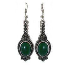 Сережки Fashion Jewelry. Під крапельне срібло. Камені: зелений агат та гематит. Довжина: 58 мм. Ширина: 17 мм.