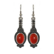 Сережки Fashion Jewelry. Під крапельне срібло. Камені: помаранчевий агат та гематит. Довжина: 58 мм. Ширина: 17 мм.