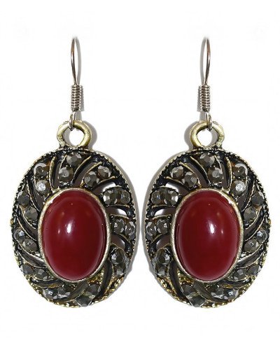 Сережки Fashion Jewelry. Під крапельне срібло. Камені: бордовий агат та гематит. Довжина: 45 мм. Ширина: 21 мм.
