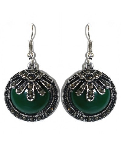 Сережки Fashion Jewelry. Під крапельне срібло. Камені: зелений агат та гематит. Довжина: 44 мм. Ширина: 22 мм.