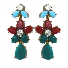 Сережки-гвоздики Fashion Jewelry. Чорнена позолота. Камені: агат та циркон. Довжина: 45 мм. Ширина: 20 мм.