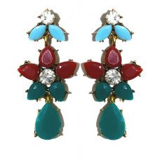 Сережки-гвоздики Fashion Jewelry. Чорнена позолота. Камені: агат та циркон. Довжина: 45 мм. Ширина: 20 мм.