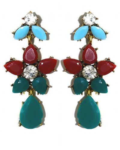 Сережки-гвоздики Fashion Jewelry. Чорнена позолота. Камені: агат та циркон. Довжина: 45 мм. Ширина: 20 мм.
