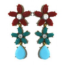 Сережки-гвоздики Fashion Jewelry. Чорнена позолота. Камені: агат та циркон. Довжина: 50 мм. Ширина: 20 мм.
