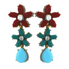 Сережки-гвоздики Fashion Jewelry. Чорнена позолота. Камені: агат та циркон. Довжина: 50 мм. Ширина: 20 мм.