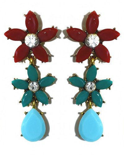 Сережки-гвоздики Fashion Jewelry. Чорнена позолота. Камені: агат та циркон. Довжина: 50 мм. Ширина: 20 мм.