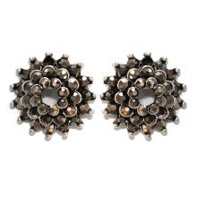 Сережки гвоздики Fashion  Jewelry. Під крапельне срібло. Камені: гематит. Діаметр: 19 мм.