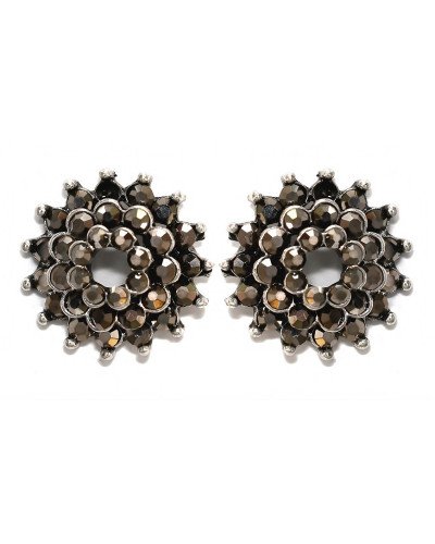 Сережки гвоздики Fashion  Jewelry. Під крапельне срібло. Камені: гематит. Діаметр: 19 мм.