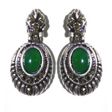 Сережки-гвоздики Fashion Jewelry. Під крапельне срібло Камені: агат та гематит Довжина: 2.8 см Ширина: 14 мм