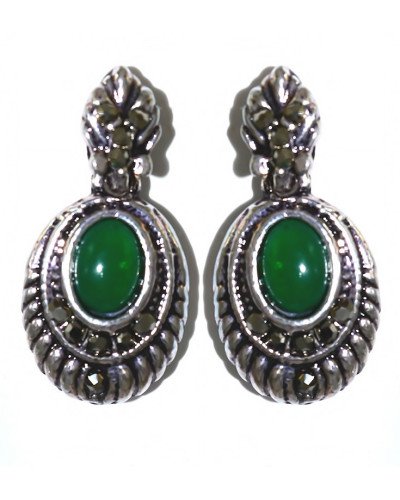 Сережки-гвоздики Fashion Jewelry. Під крапельне срібло Камені: агат та гематит Довжина: 2.8 см Ширина: 14 мм